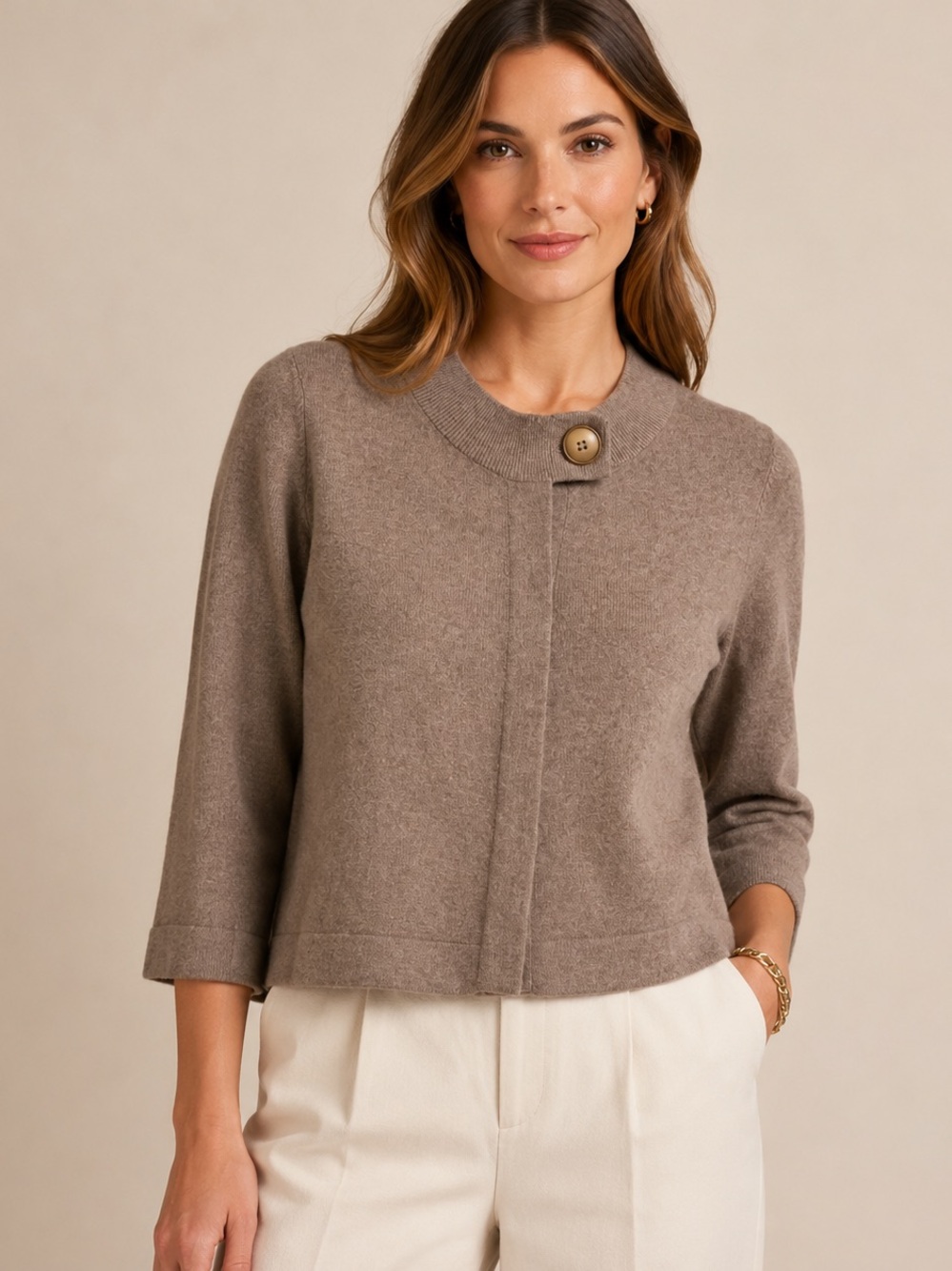 Banana Republic Wool Cashmere Cardigan Sweater Taupe